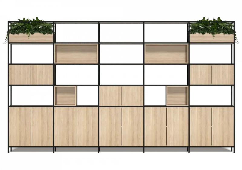 OL Rhodes 16 Door 4 Cubby Welded Storage with 6 Planter Box