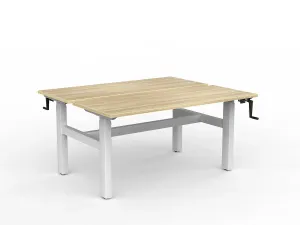 OL Agile Winder Height Adjustable Shared Desk – Oak Top with White Frame thumbnail 5
