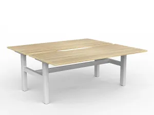 OL Agile Fixed Height Shared Desk – Oak Top with White Frame thumbnail 2