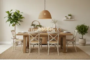 MF Bleach Raw Crossback Solid Timber Rattan Seat Dining Chair thumbnail 2