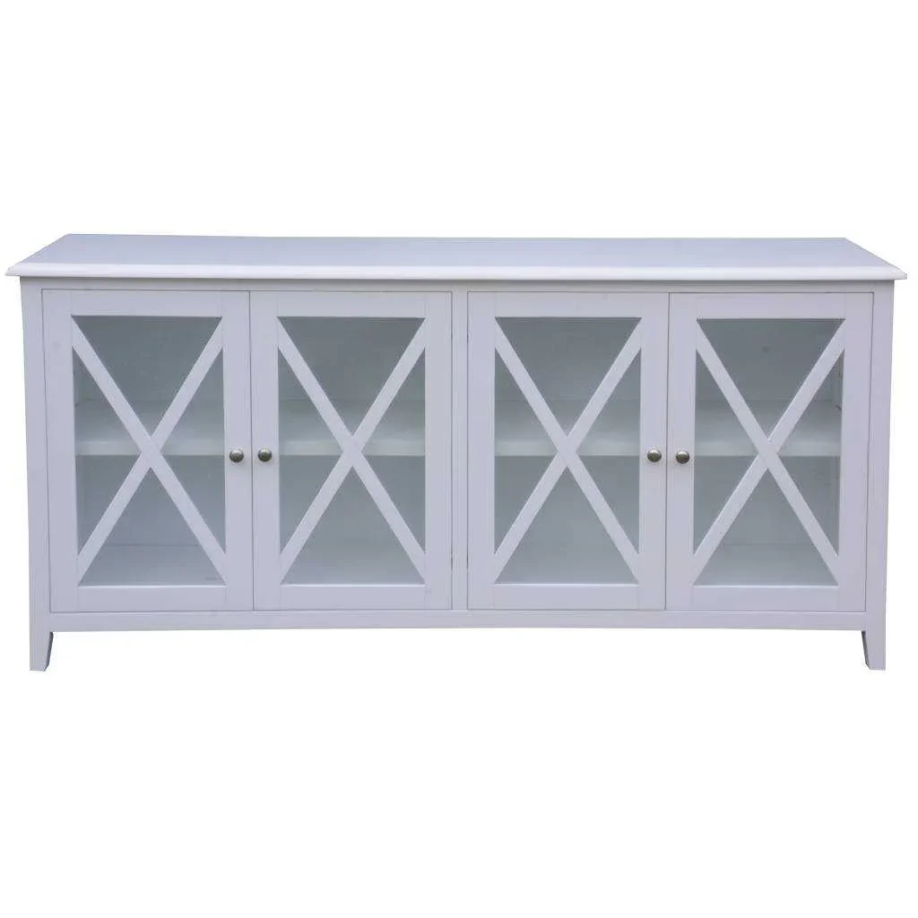 VI Hamilton Solid Timber 4 Glass Door Buffet - White