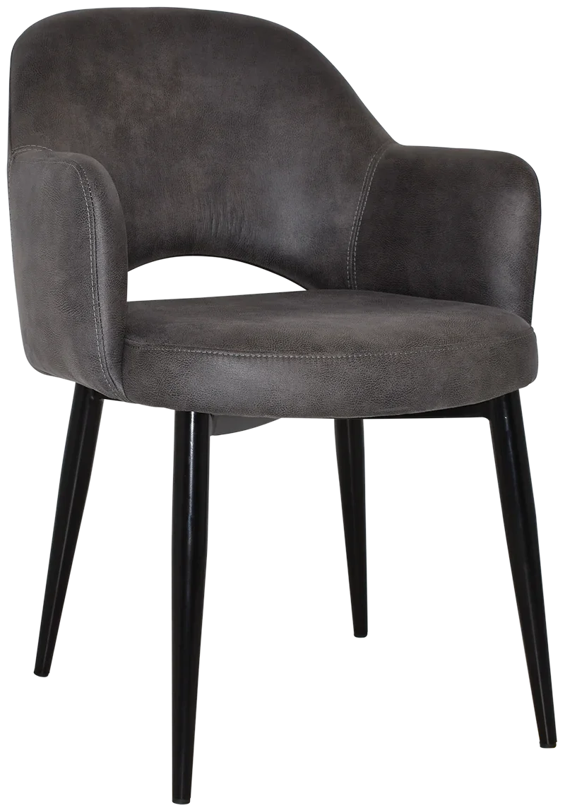 EZ Albury Black Metal Leg Upholstered Hospitality Dining Armchair