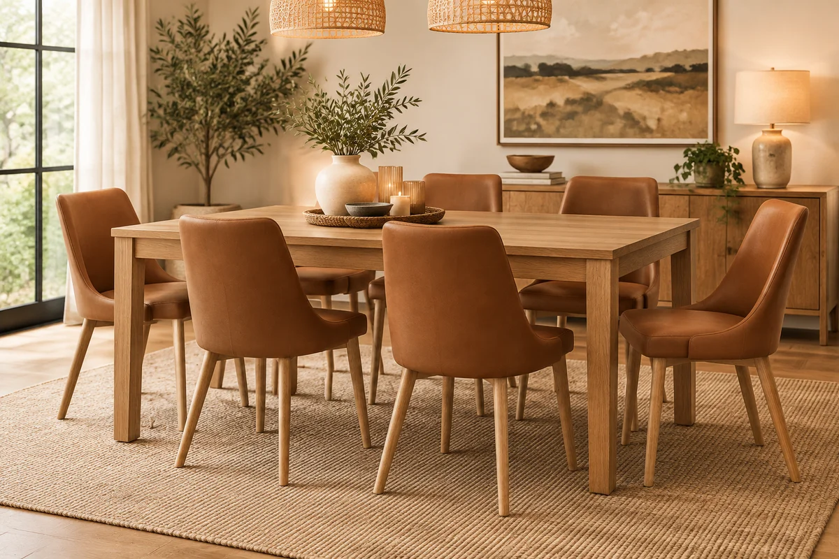 MD Milano Vintage Leather Timber Legs Dining Chair