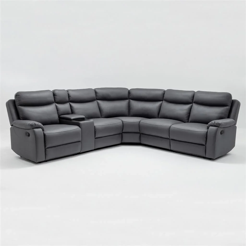 VI William Fabric Upholstered 5 Seater Corner Modular Recliner Lounge