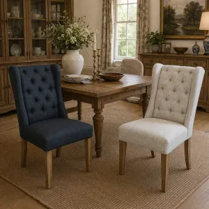 MF Manhattan Fabric Upholstered Timber Leg Dining Chair thumbnail 2
