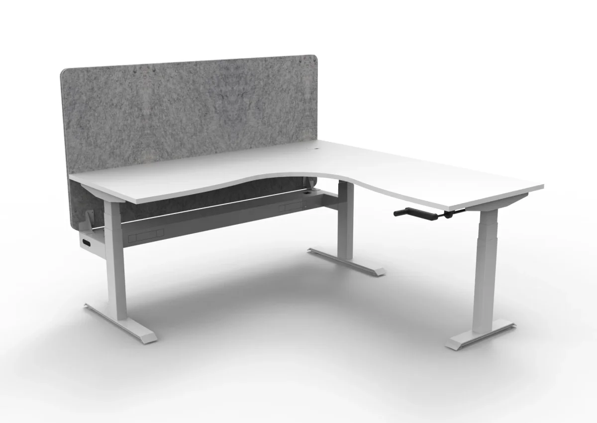 RL Boost Crank Height Adjustable Corner Workstation with Grey Pinnable Eco Panel Screen thumbnail 8