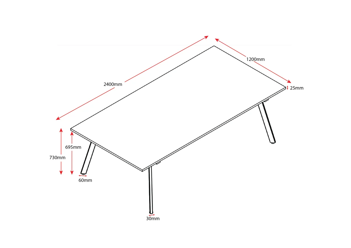 RL Eternity Metal Rectangular Meeting Table Frame
