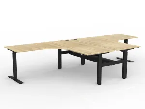 OL Agile Electric 2-Column 90° Shared Workstation – Oak Top with Black Frame thumbnail 2
