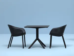 FL Sky 3 Piece Hospitality Square Folding Chat Table & Chair Set thumbnail 4