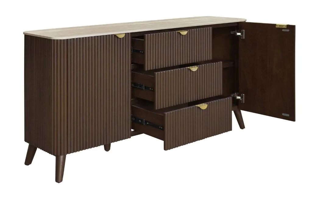 VI Cotswold Travertine Stone Top 3 Drawer and 2 Doors Buffet