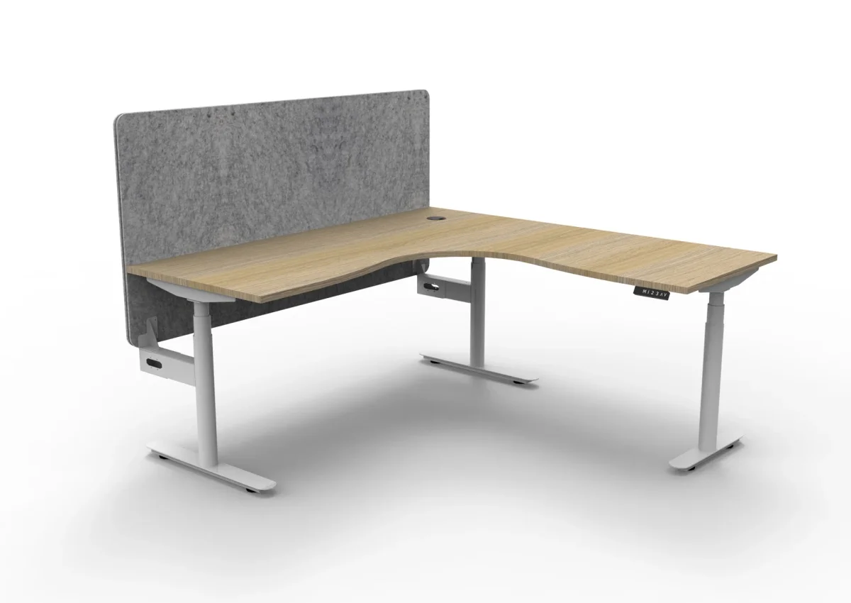 RL Halo Plus Height Adjustable Corner Workstation with Grey Eco Panel Screen thumbnail 5