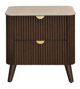 VI Cotswold Solid Timber Stone Top 2 Drawer Bedside Table thumbnail 2