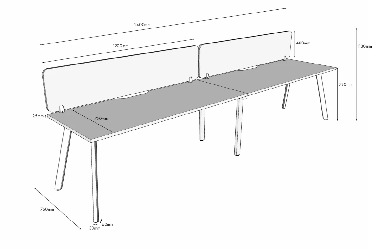 RL Eternity Single Sided Workstation with SHUSH30 Screen