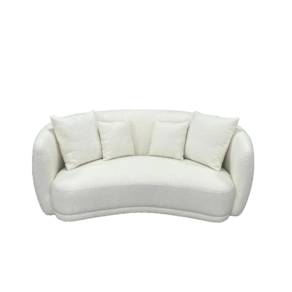 VI Ibiza Boucle Fabric 2.5 Seater Sofa - White and Light Grey