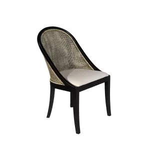 CR Alabama Timber Framed Rattan Back Fabric Seat Dining Chair thumbnail 14