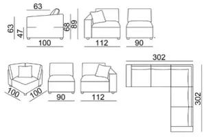 EL Hilton Fabric Upholstered Cnr 5 seater Sofa thumbnail 2