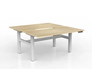 OL Agile 2 Column Electric Height Adjustable Shared Desk Oak Top White Frame thumbnail 19