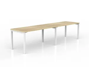 OL Axis 2-User Single Sided Desk – Oak Top White Frame thumbnail 1