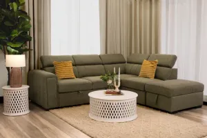 VI Odelia 2 Seater Fabric Sofabed with Chaise Storage Ottoman thumbnail 3