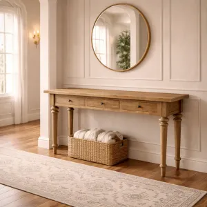 MF Morocco Recycled Elm Timber 3 Drawer Hall Table thumbnail 4