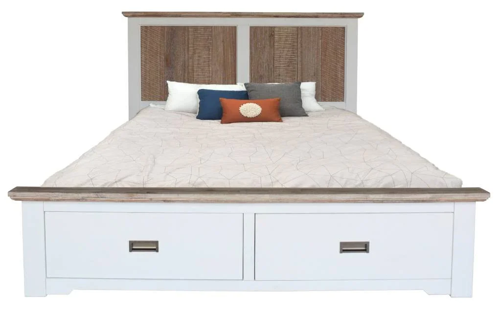 VI Folkestone Solid Timber Bed with 2 Footend Drawers