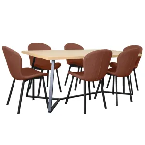 BT April Metal Leg Timber Veneer Top Dining Table with 6 Maya Chairs Set thumbnail 1