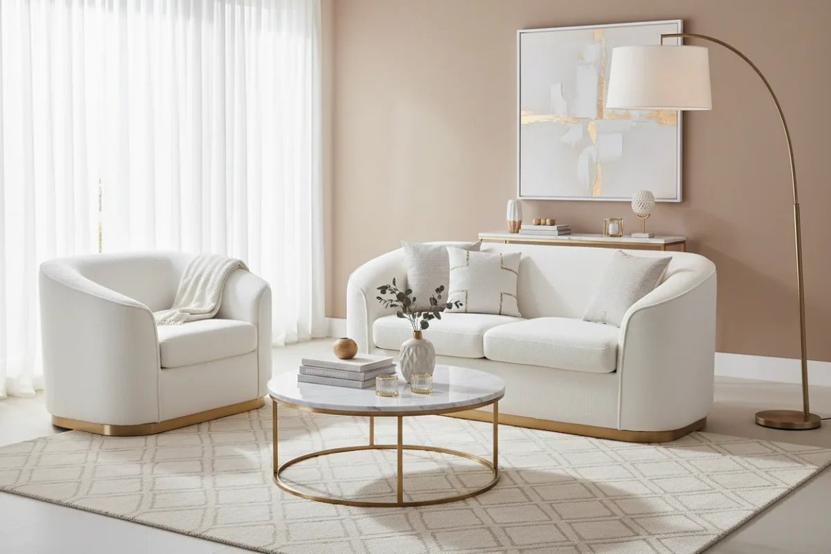 BT Bellissimo Oro Fabric Upholstered 3 Seater Sofa with Gold base