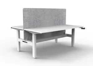 RL Boost Crank 2-User Height Adjustable Workstation with Grey Eco Panel Screen thumbnail 7