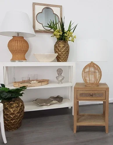 DA Bridgehampton Rattan Base Bedside Lamp
