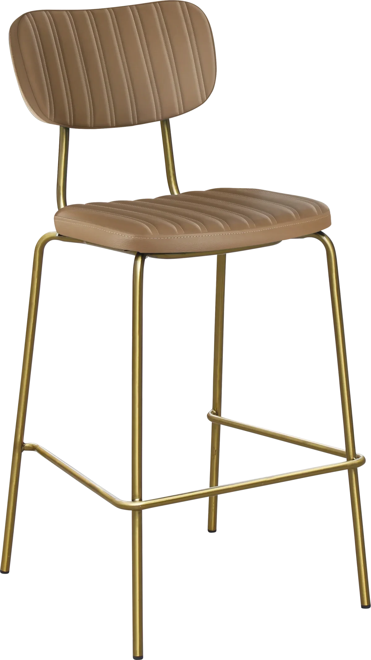 FL Tiramisu Vinyl Upholstered Brass Frame Hospitality Barstool