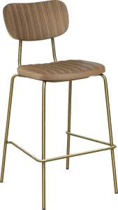 FL Tiramisu Vinyl Upholstered Brass Frame Hospitality Barstool thumbnail 1