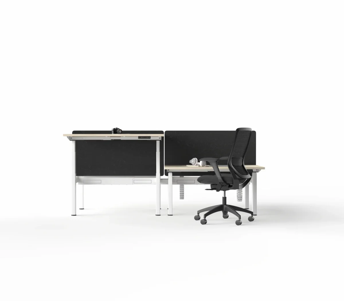 OL Klass Electric Height Adjustable Share Desk - New Oak Ravine Top White Fame