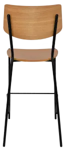 EZ Texas Black Metal Leg Barstool with Light Oak Veneer Back thumbnail 4