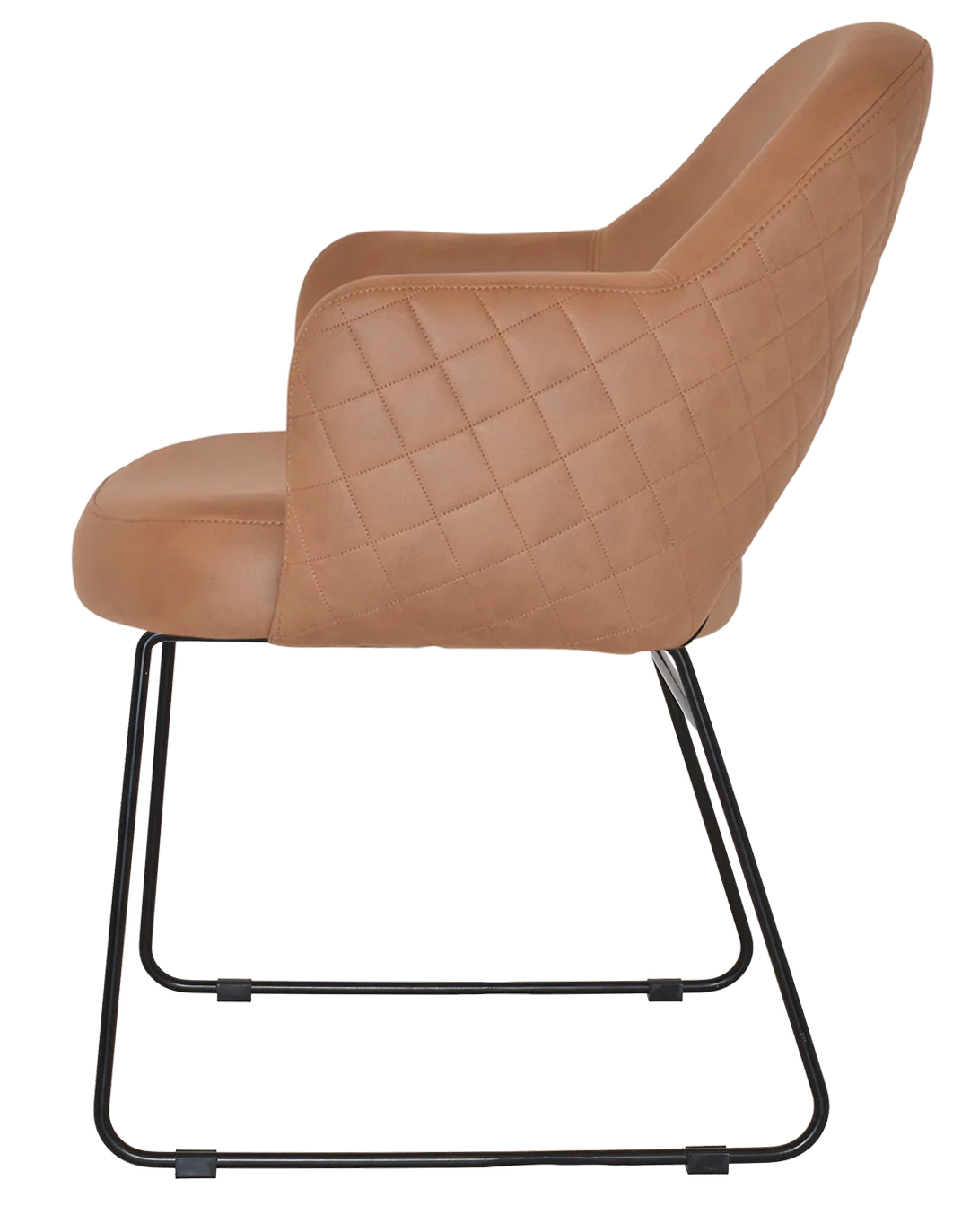 EZ Albury Black Metal Sled Base Upholstered Hospitality Dining Armchair