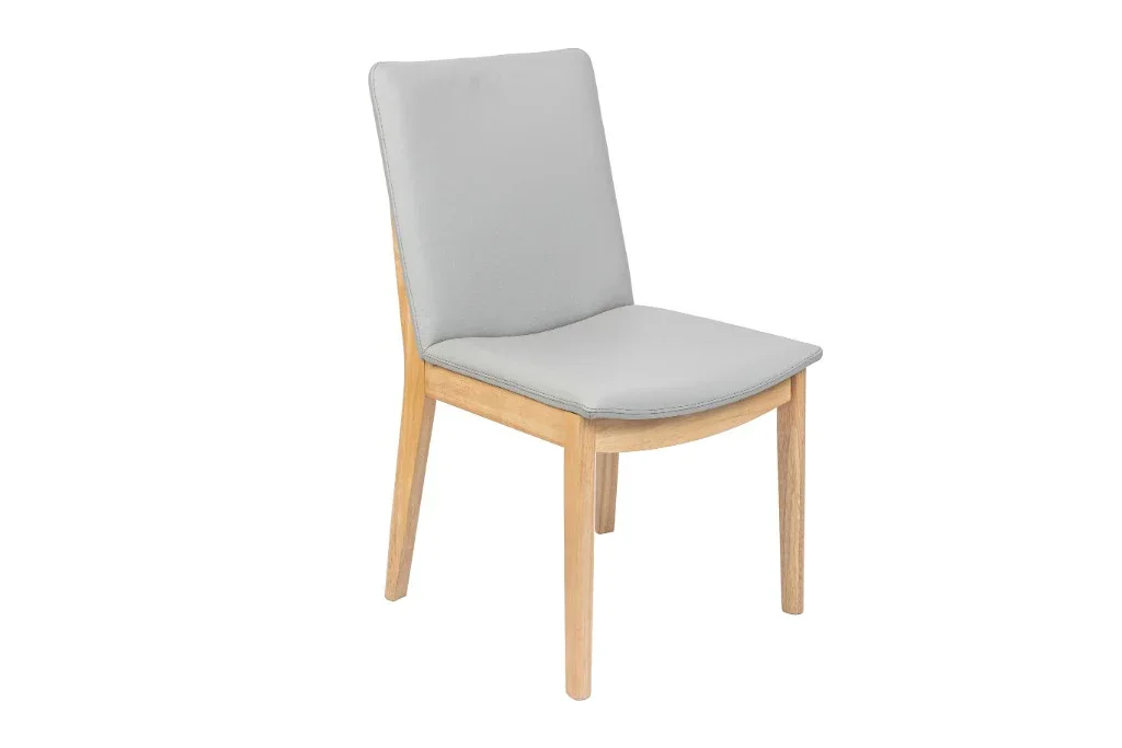 VI Boca Genuine Leather Upholstered Timber Leg Dining Chair