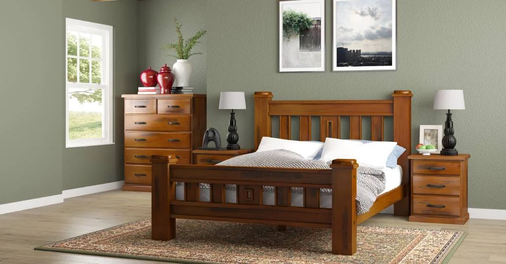 VI Jamaica Solid Timber Traditional Design Queen Bed Frame