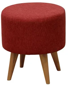CT Manhattan Fabric Upholstered Round Ottoman with Timber Legs thumbnail 1