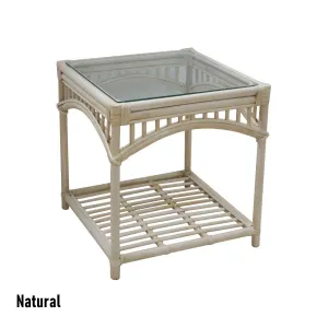 CR Barbados Rattan with Tempered Glass Top Side Table thumbnail 1