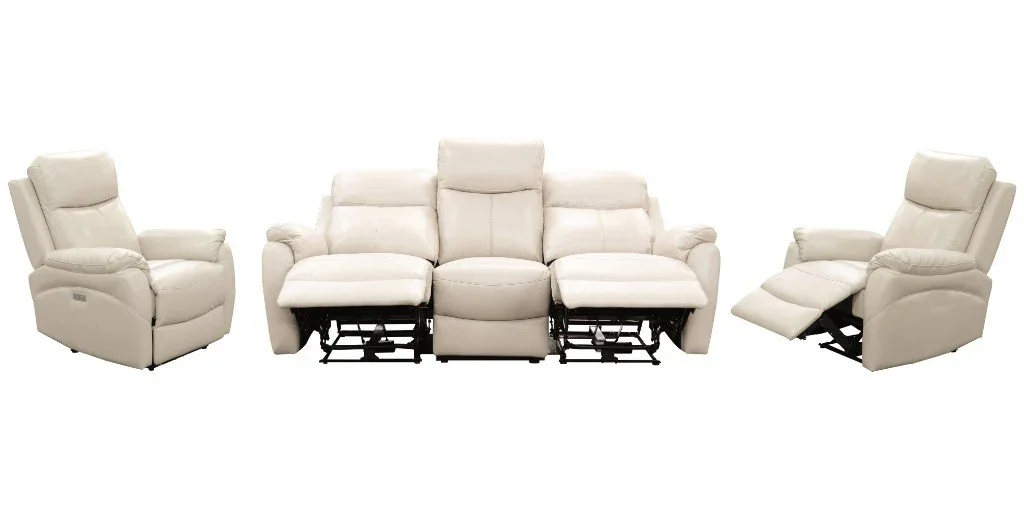 VI Camden 3 Seater Leather Electric Recliner Lounge with 2 Single Recliners