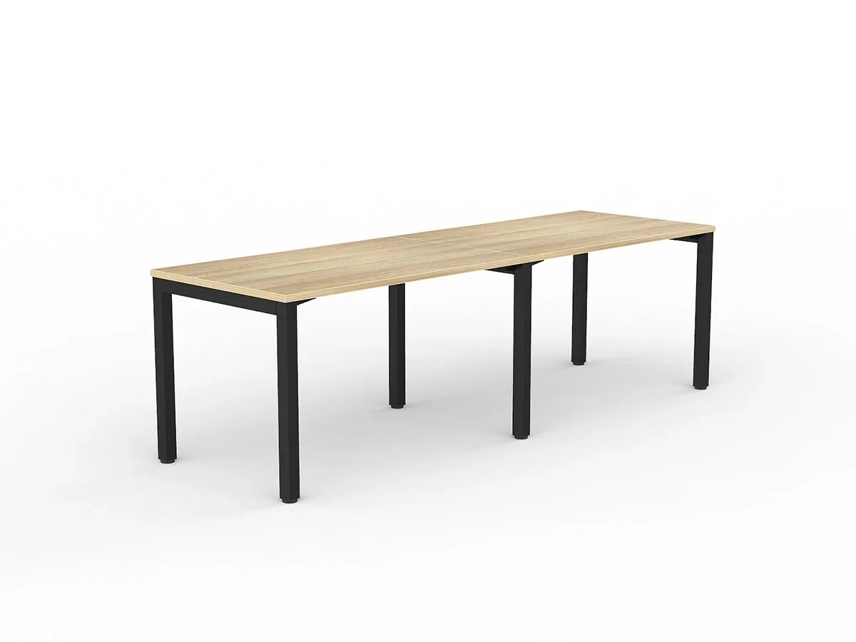 OL Axis 2-User Single Sided Desk – Oak Top Black Frame