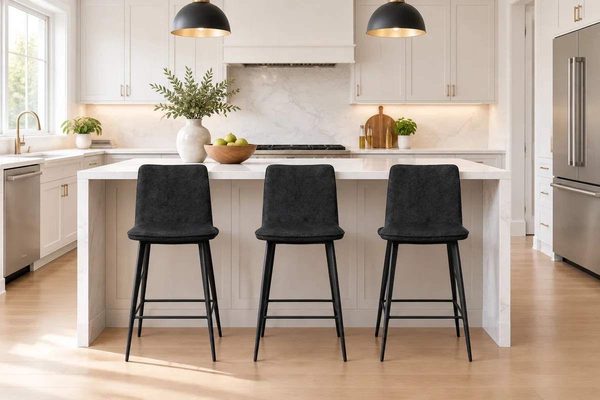 MD Loftus Fabric Upholstered Metal Leg Bar Stool