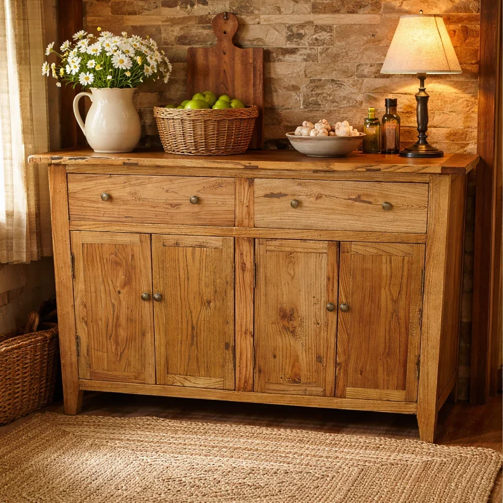 MF Honey Recycled Elm Timber 2 Drawer 4 Door Buffet - 140cm