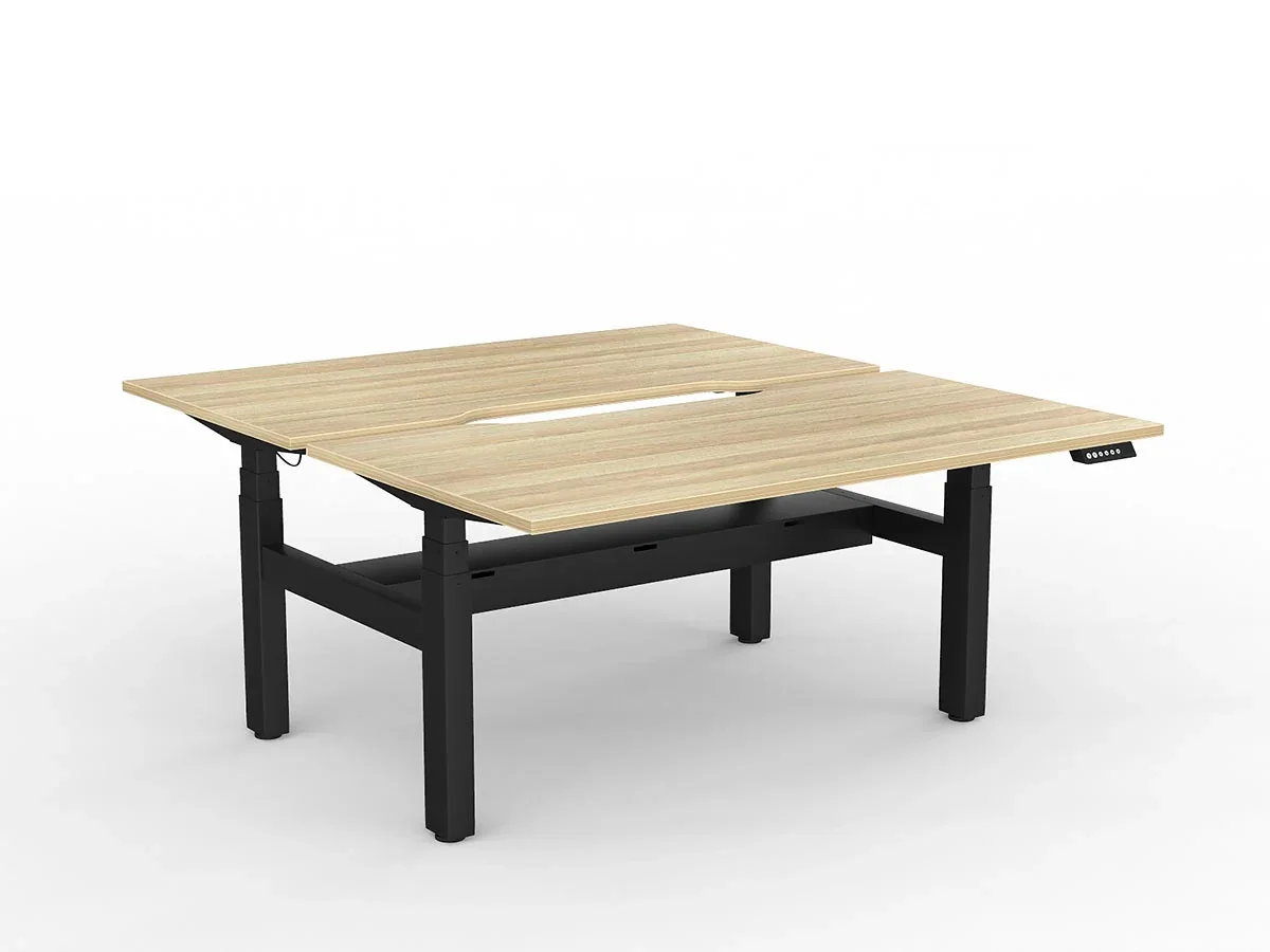 OL Agile Motion+ Electric Height Adjustable Shared Desk – Oak Top Black Frame