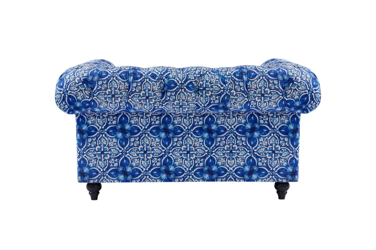 BT Chesterfield Digital Print Velvet Upholstered 2 Seater Lounge