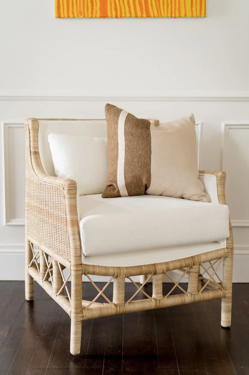 CR Rabana Natural Rattan Fabric Upholstered Armchair