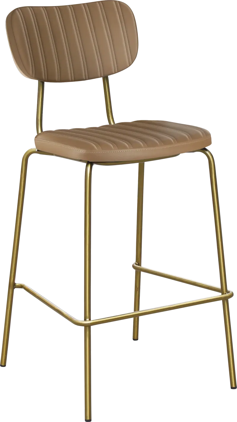 FL Tiramisu Vinyl Upholstered Brass Frame Hospitality Barstool
