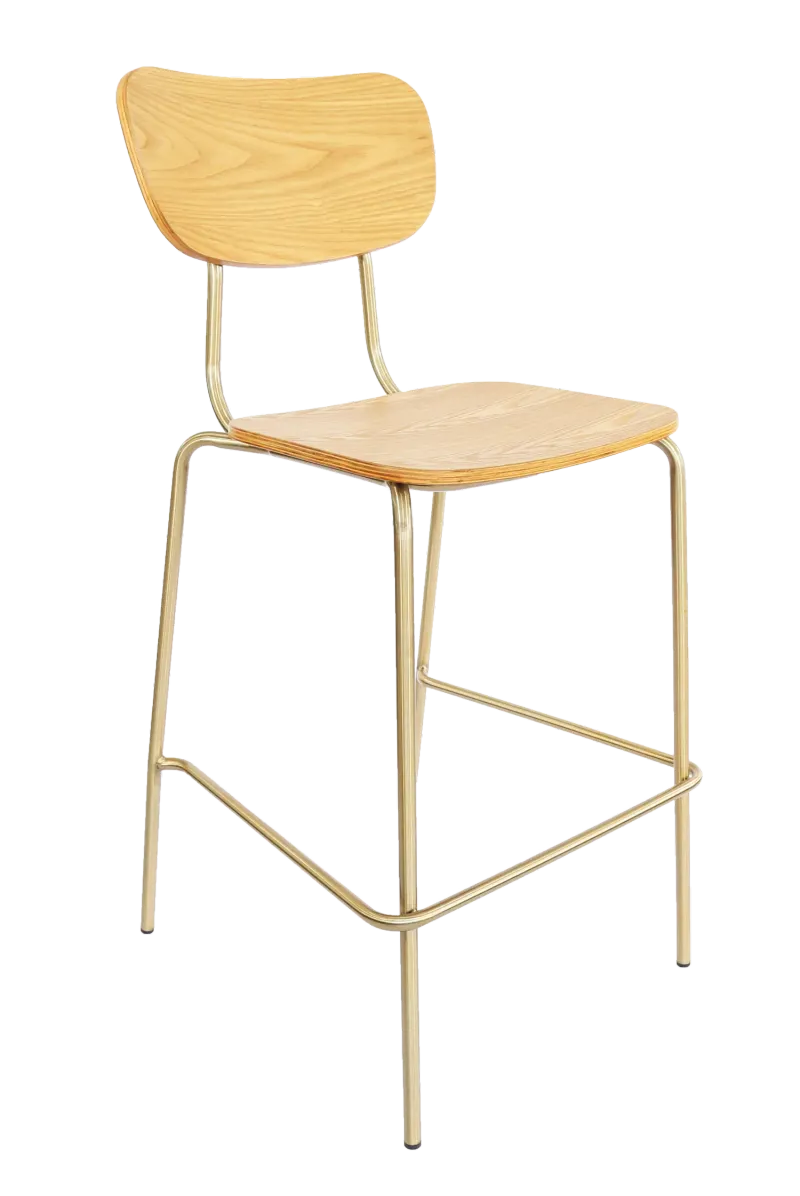 FL Tiramisu Plywood with Brass Frame Hospitality Barstool