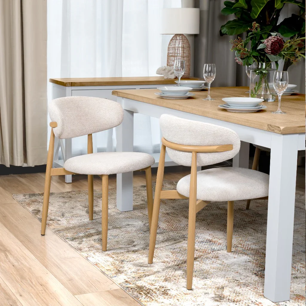 VI Louis Fabric Upholstered Metal Leg Dining Chair