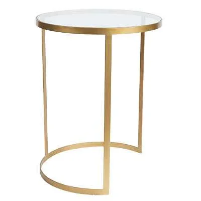 SH Marina Metal Framed Glass Top Round Nesting Side Tables
