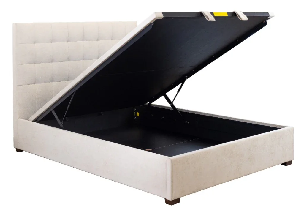 VI Stitch Fabric Upholstered Gas Lift Storage Bed